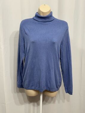 Chico’s Women’s Blue Long Sleeve Turtleneck Stretch Comfort Soft Sweater 1/M